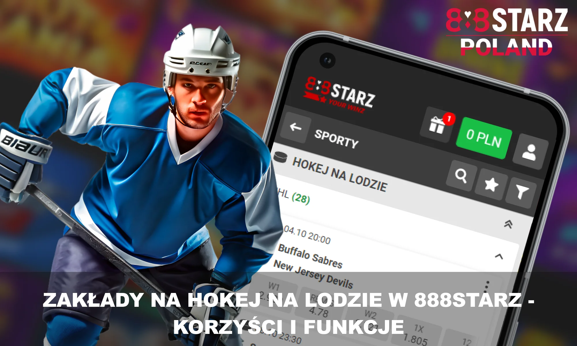 Skorzystaj z 888Starz, aby obstawiać hokej na lodzie w Polsce