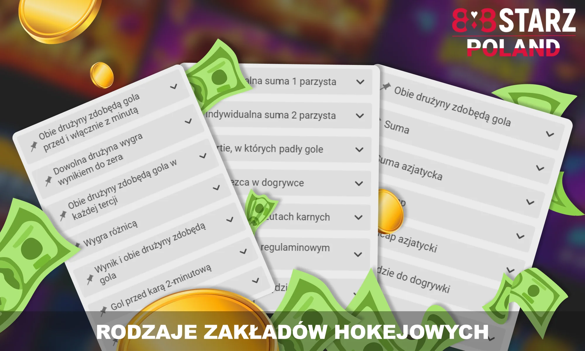 Jakie typy zakładów na hokej dostępne są dla Polaków w 888Starz?