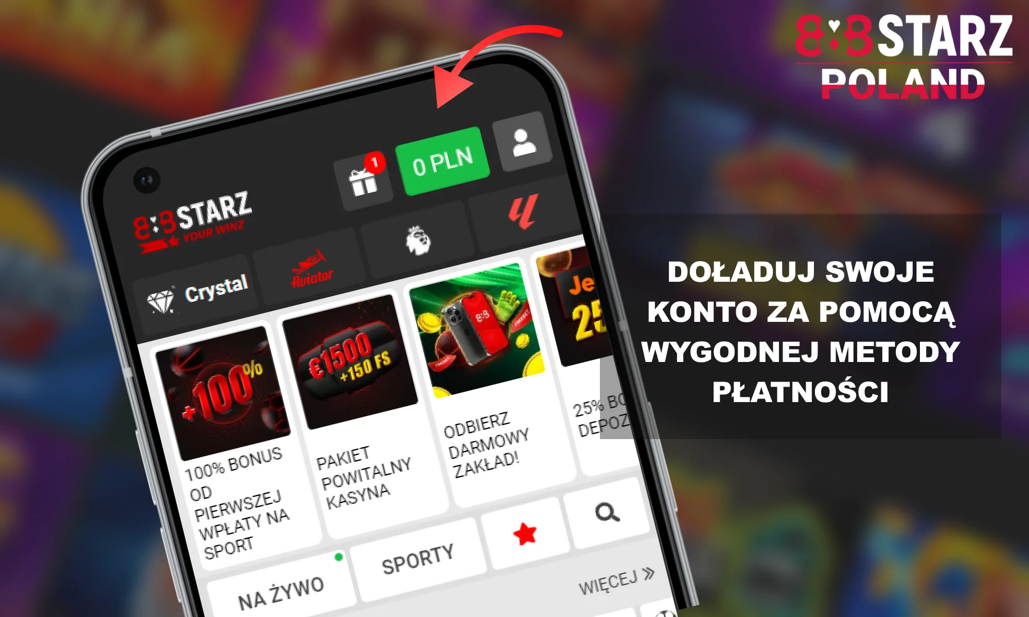 888Starz Poland - doładuj saldo na stronie