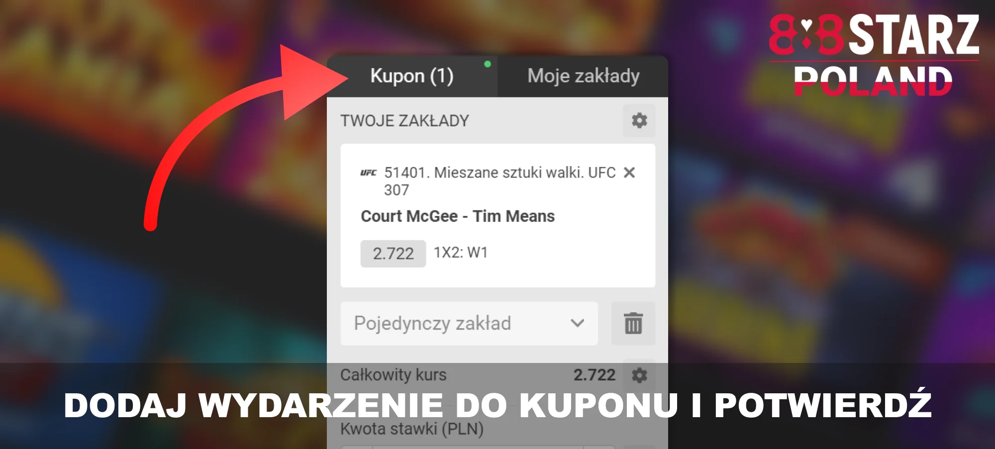 888Starz - utwórz kupon na zakład UFC